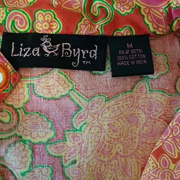 Liza Bryd orange floral boho tunic sz med - Picture 5 of 5